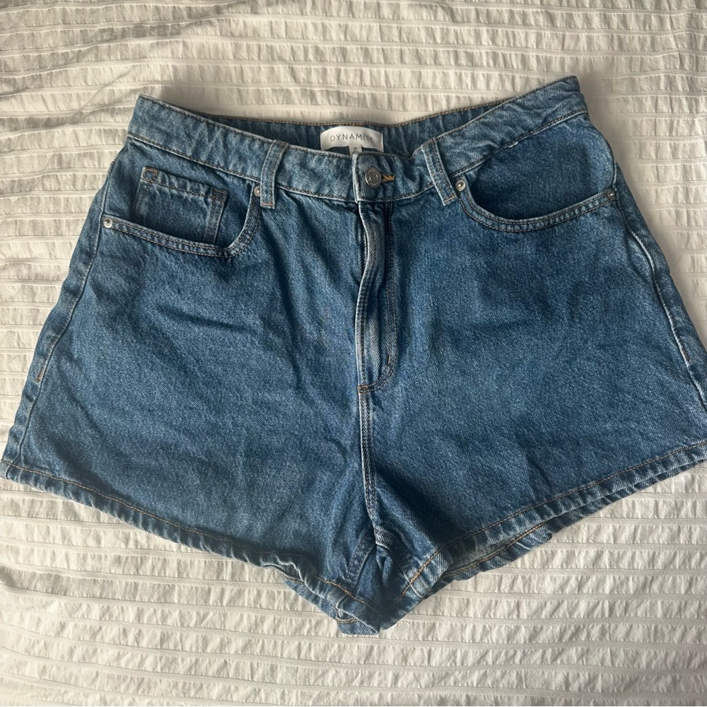 Dynamite Blue Jean Shorts High-Waisted Relaxed Fit